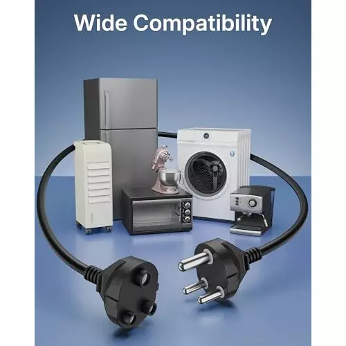 FEDUS Power Extension Cord Wire 3000 W TYPE-D 3 m Cable Length Male to Female 16 A Black