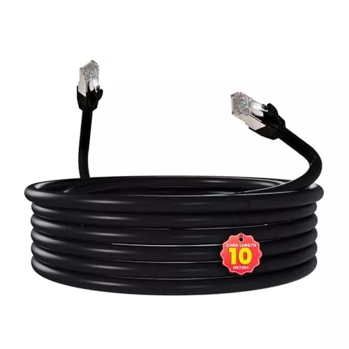 amiciTools Cat 8 Ethernet Cable 22 AWG Solid Core 10 m Length 40 Gbps 2000 MHz Gold-Plated Shielded LAN, 1xPAT-CAT8-10M