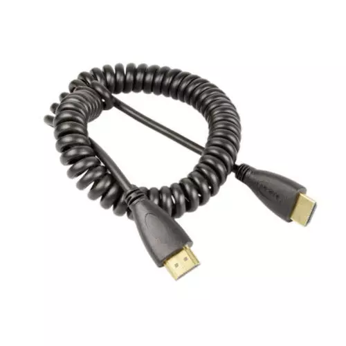 Techut HDMI Retractable Curl Spring Spiral Cable 3 m Copper Core PVC Insulation, Black