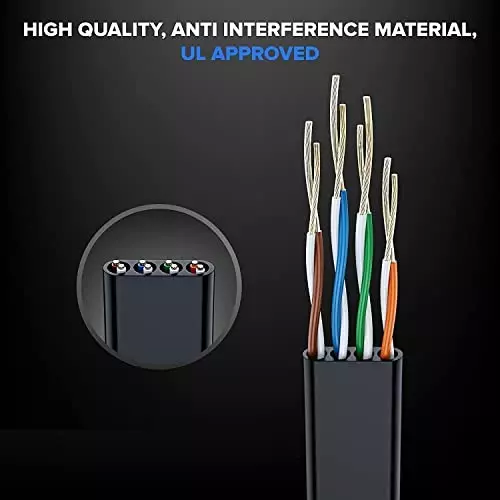 FEDUS Flat RJ45 Cat6 Ethernet Cable Black 10 m