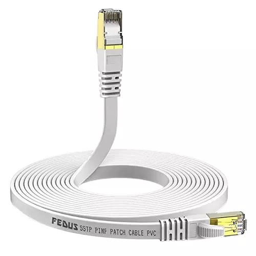 FEDUS Flat RJ45 Cat7 Ethernet Cable ‎White 5 m
