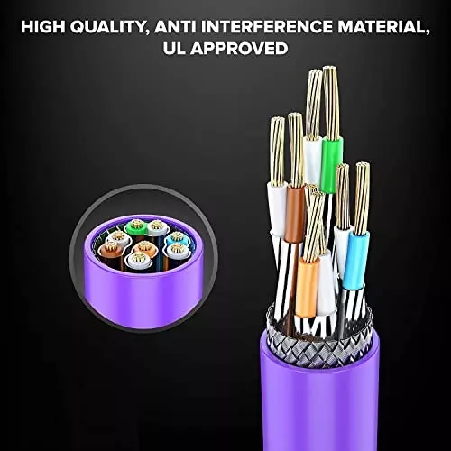 FEDUS Cat6A Twisted 4 Pair Patch Ethernet Cable ‎Purple 15 m