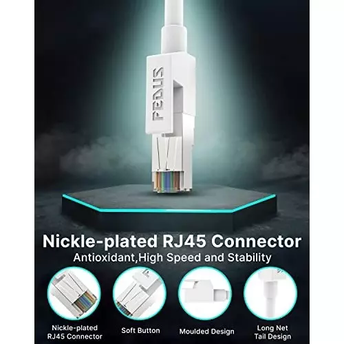 FEDUS Cat6 Ethernet Cable L-Shape ‎White 20 m