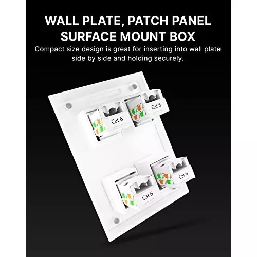 FEDUS Cat6 RJ45 Keystone Jack Adapter ‎White (Pack of 15 Pcs)