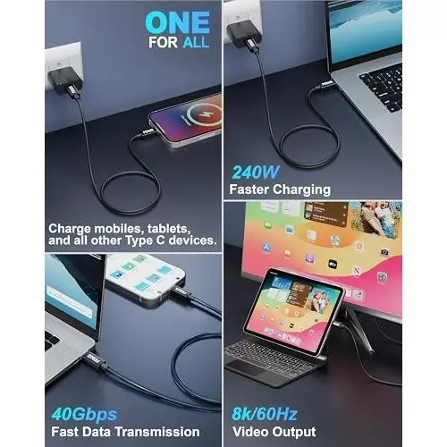 FEDUS USB 4 Thunderbolt 4 Cable Black 2 m