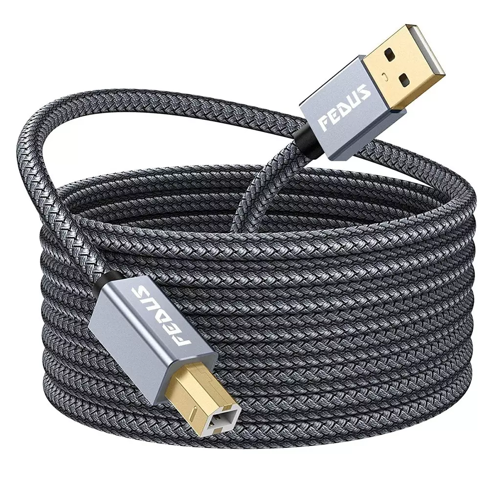 FEDUS USB A to Male To USB B 2.0 Cable Black Gold Plated 10 m