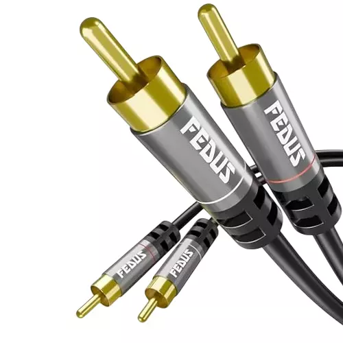 FEDUS 2 RCA to 2 RCA Cable Double Shielded Black 3 m