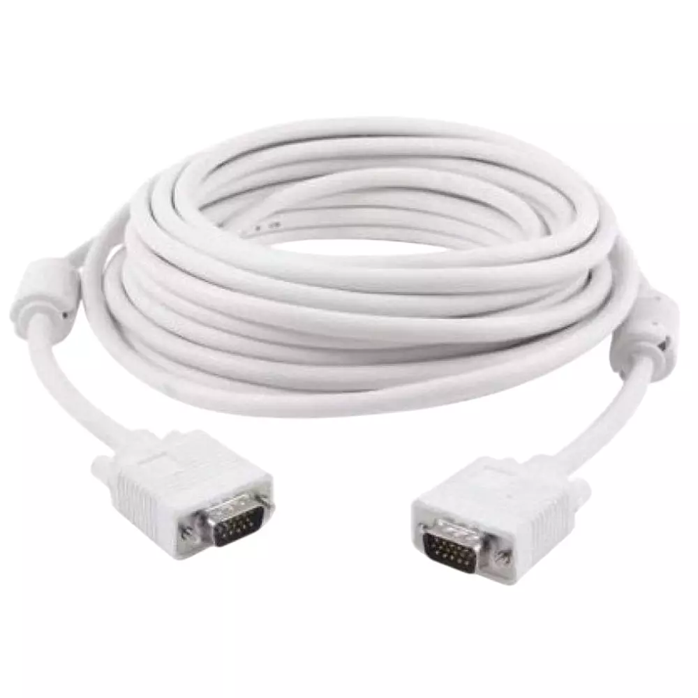 FEDUS 15 Pin Male to Male VGA Cable White 10 m