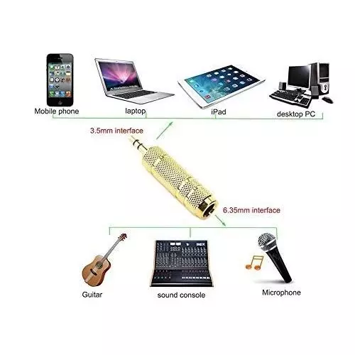 FEDUS Female to Male Headphone Audio Stereo Sound Adapter Plug 6.35 to 3.5 mm Gold Plated (Pack of 5 Pcs)