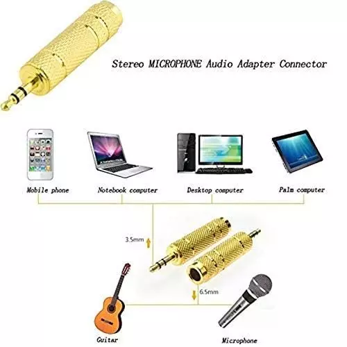 FEDUS Female to Male Headphone Audio Stereo Sound Adapter Plug 6.35 to 3.5 mm Gold Plated (Pack of 5 Pcs)