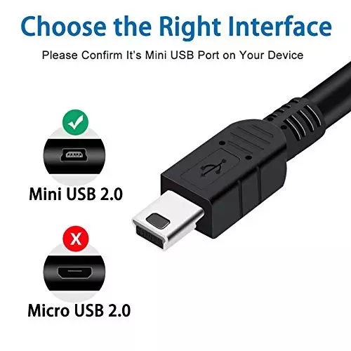 FEDUS Charger Cable USB 2.0 A to Mini 5 Pin B for External HDDS/Camera/Card Readers Black, 5 m