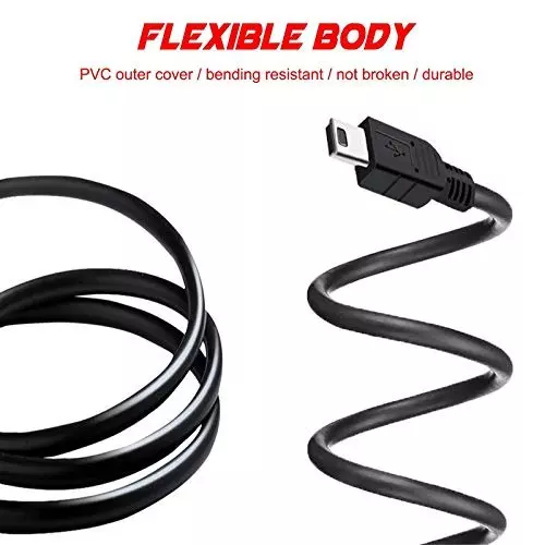 FEDUS Charger Cable USB 2.0 A to Mini 5 Pin B for External HDDS/Camera/Card Readers Black, 5 m
