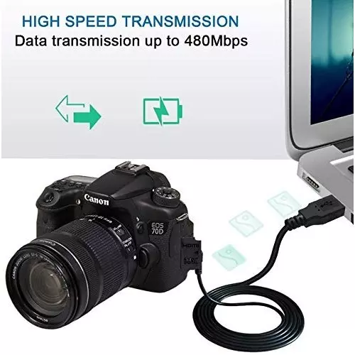 FEDUS Charger Cable USB 2.0 A to Mini 5 Pin B for External HDDS/Camera/Card Readers Black, 5 m