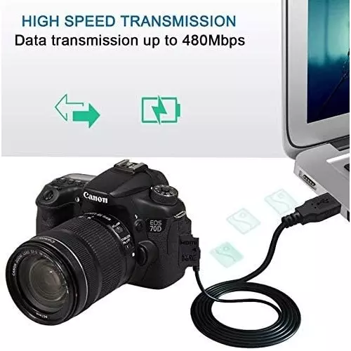 FEDUS Charger Cable USB 2.0 A to Mini 5 Pin B for External HDDS/Camera/Card Readers Black, 3 m
