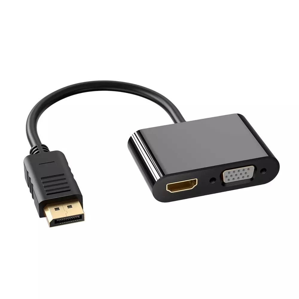 Mak World Display Port to HDMI VGA Splitter Converter VGA resolution up to 1920 x 1080@60 Hz Black