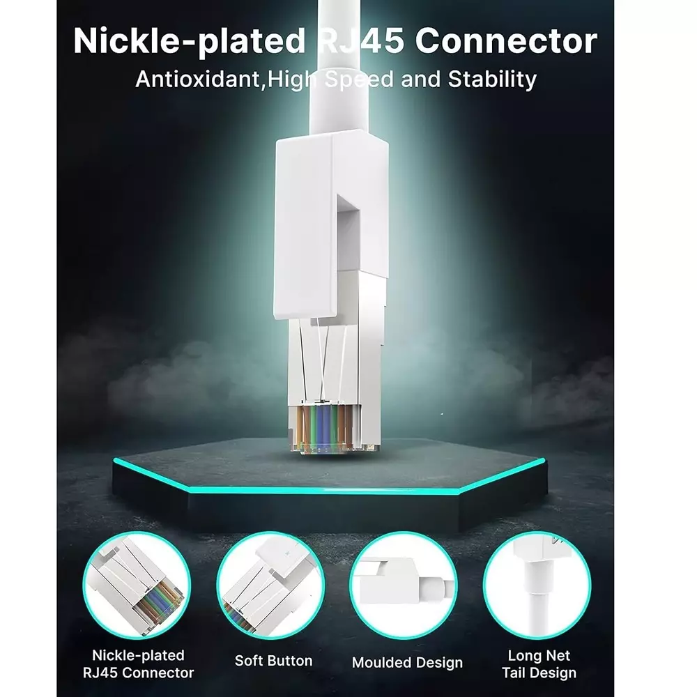 LOTA Cat6 Ethernet Cable High Speed PVC White 10 m with RJ45 Connector, ‎MST-798-LT