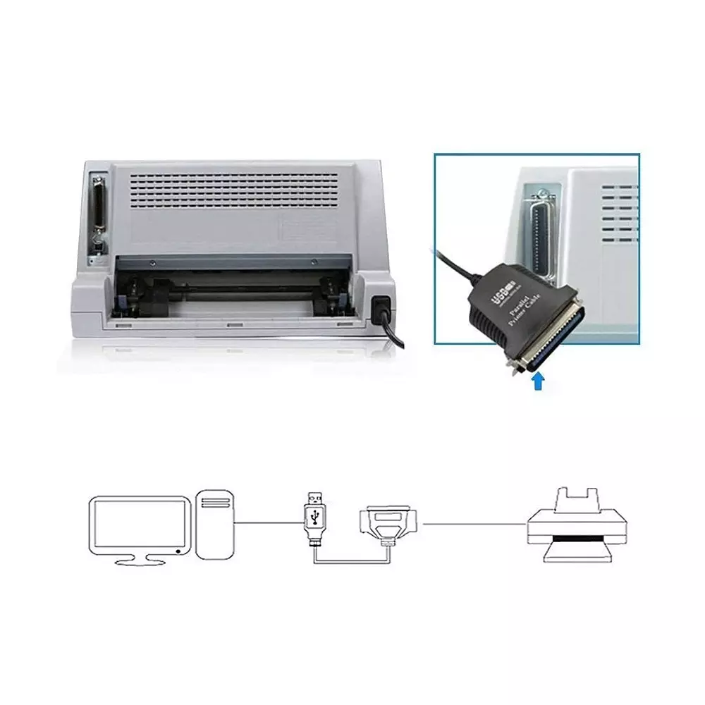 LOTA USB to 36-Pin Parallel Printer Cable Adapter Black 1 m for Printer & Scanner, MST-941-LT