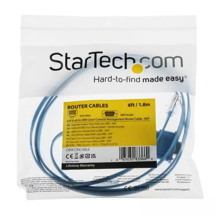 StarTech.com Male RJ45 to Female 9 Pin D-sub Serial Cable 1.9m PVC, DB9CONCABL6