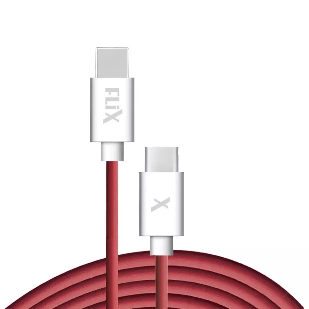 Flix Type C Cable 18 W 480 Mbps Data Transfer Rate 1 m Cable Length Red, XCD - RTCC118