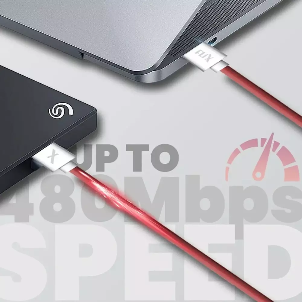 Flix Type C Cable 18 W 480 Mbps Data Transfer Rate 1 m Cable Length Red, XCD - RTCC118