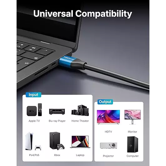 Tech-X HDMI 2.0 Cable 5 m Supports 4 K@ 60 Hz, 2 K@120 Hz, 1080 @ 240 Hz HDR, ARC, HDR, 3D for Gaming Console, Monitor, Security Camera & More, ARCUS