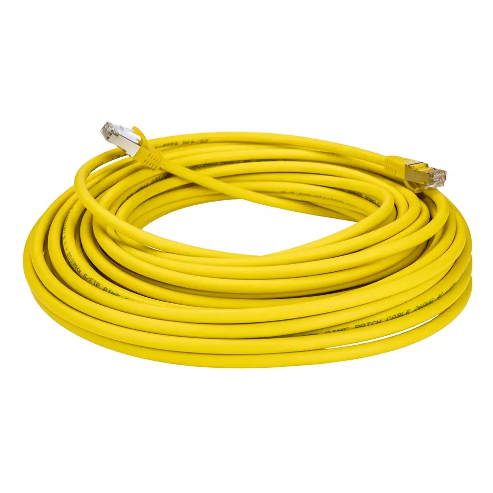 RS PRO Cat8 Cable RJ45 Male to RJ45 Male 15 m 80 V Yellow Jacket Low Smoke Zero Halogen, 2761136