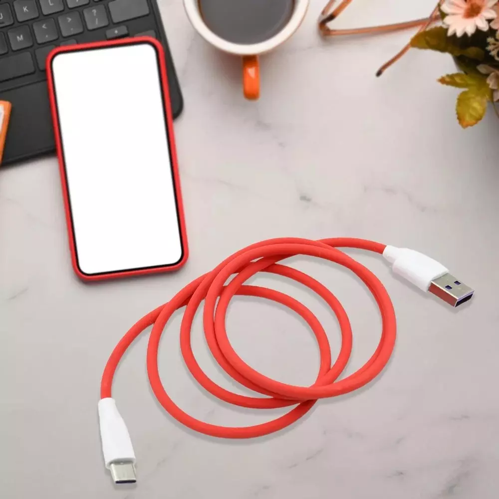 DeoDap Fast DASH Charging USB Type-C Data Cable Red & White, 12659