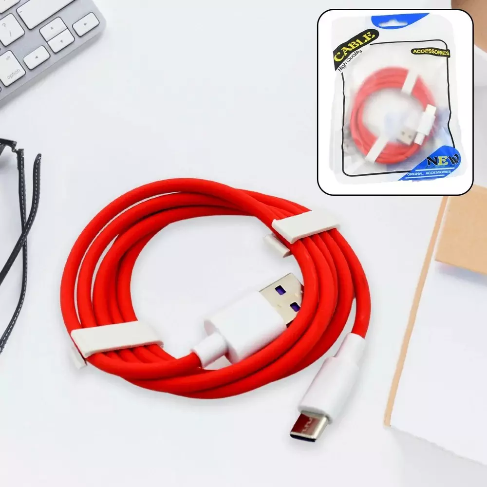 DeoDap Fast DASH Charging USB Type-C Data Cable Red & White, 12659