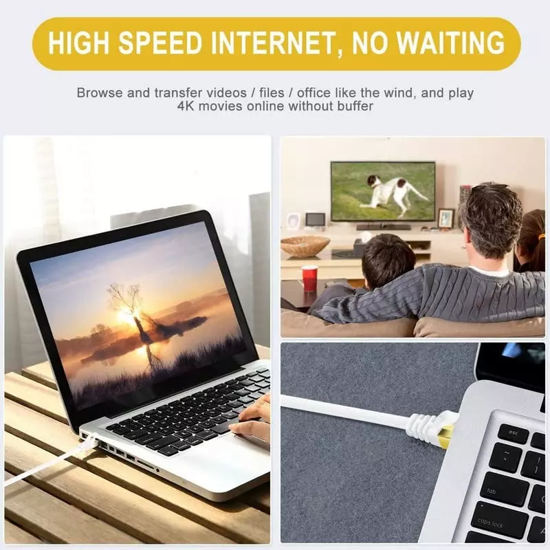 FEDUS Flat RJ45 Cat6 Ethernet Cable ‎Yellow 5 m