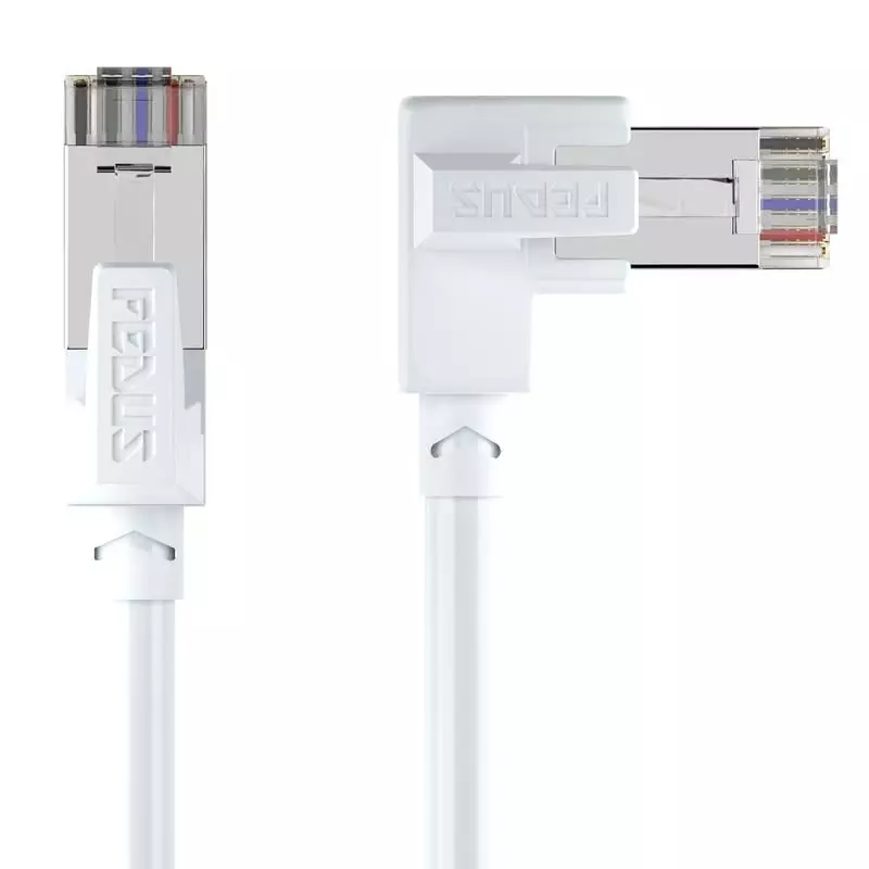 FEDUS Cat6 Ethernet Cable L-Shape ‎White 10 m