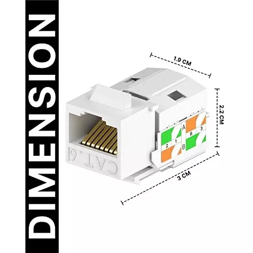 FEDUS Cat6 RJ45 Keystone Jack Adapter ‎White (Pack of 25 Pcs)
