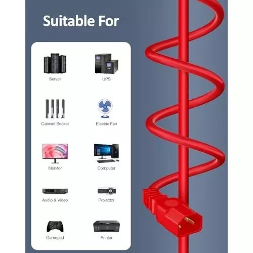 FEDUS Male to Female Power Extension Cord Cable 10 Amp 18 AWG 1.8 m Red