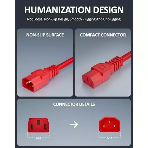 FEDUS Male to Female Power Extension Cord Cable 10 Amp 18 AWG 1.8 m Red