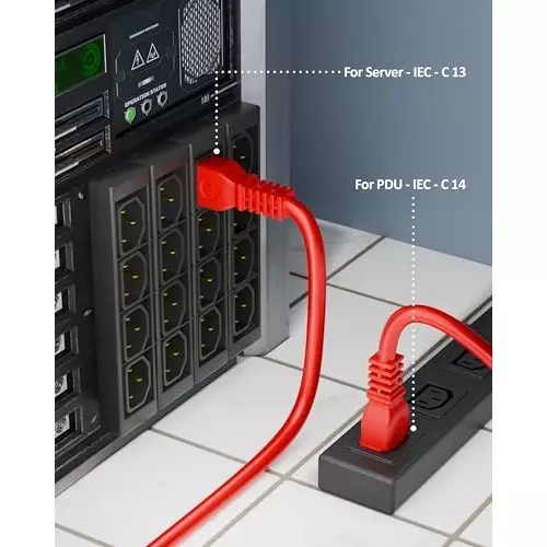 FEDUS Male to Female Power Extension Cord Cable 10 Amp 18 AWG 1.8 m Red