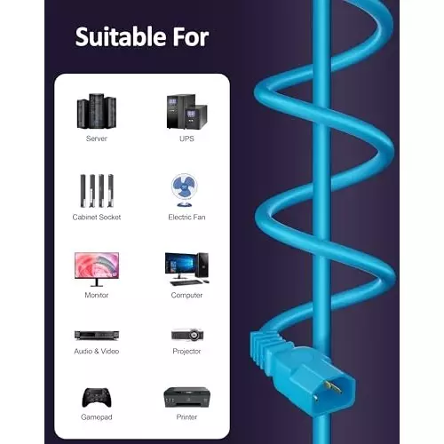 FEDUS Male to Female Power Extension Cord Cable 10 Amp 18 AWG 5 m Blue