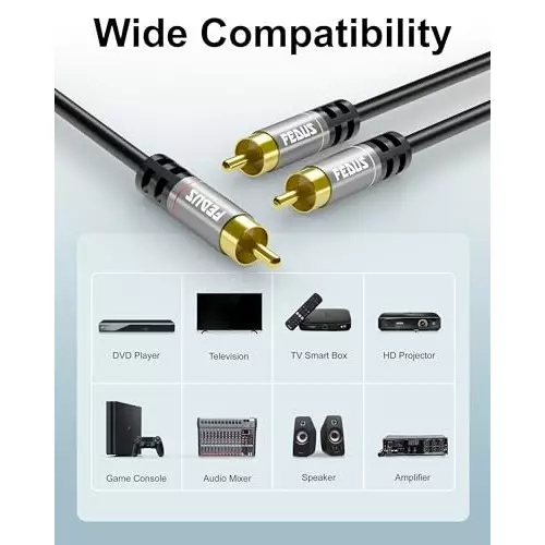 FEDUS 3RCA Male to 3RCA Male Double Shielded Cable Black 3 m