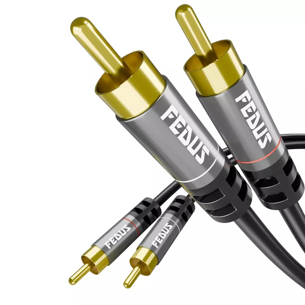 FEDUS 2 RCA to 2 RCA Cable Double Shielded Black