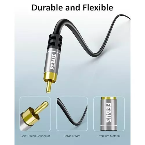 FEDUS 2 RCA to 2 RCA Cable Double Shielded Black 10 m
