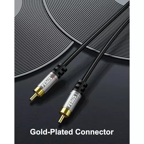 FEDUS 2 RCA to 2 RCA Cable Double Shielded Black 10 m