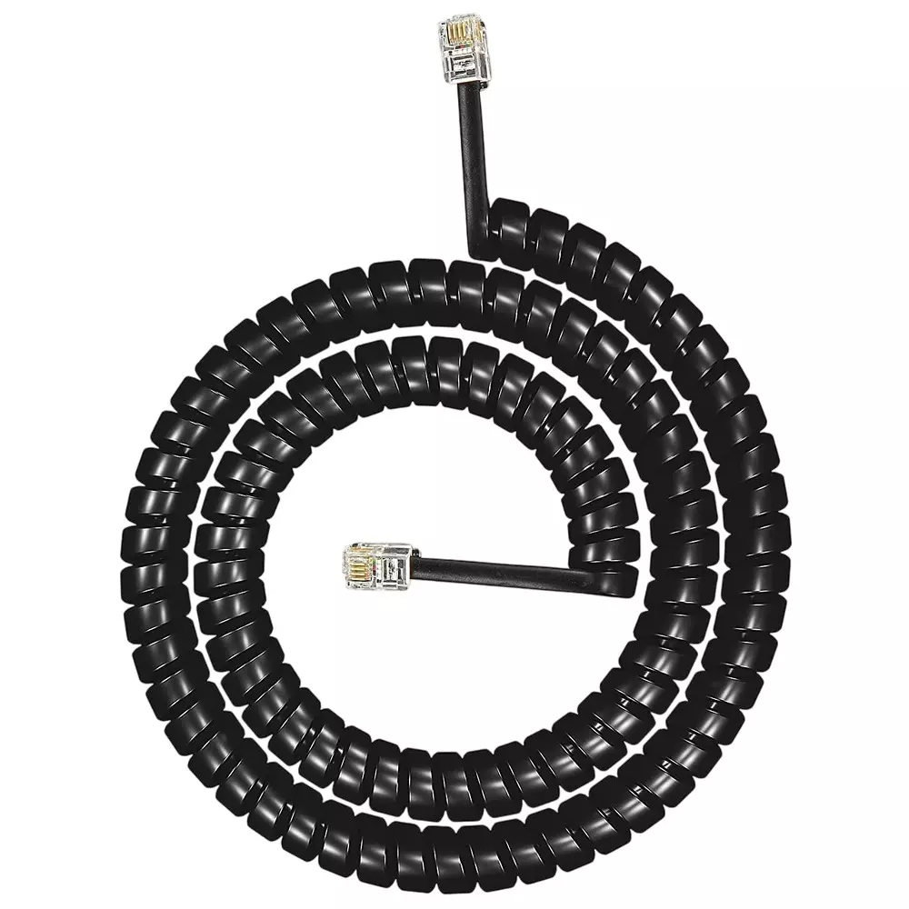 FEDUS 4P4C Spring Telephone Handset Cable Black 2 m