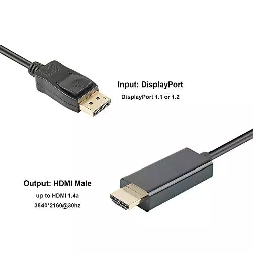 Mak World Display Port to HDMI Converter Cable 2.5 m ‎Male-to-Male For Lenovo, Dell, HP, ASUS etc Black