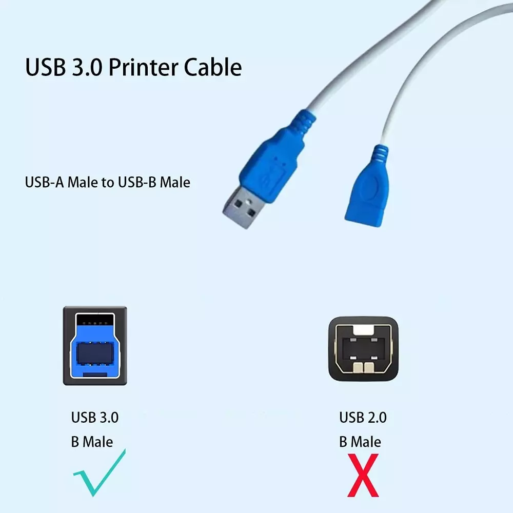 LOTA USB Printer Cable A Male to B Male High Speed PVC White & Blue 5 m, ‎MST-793-LT