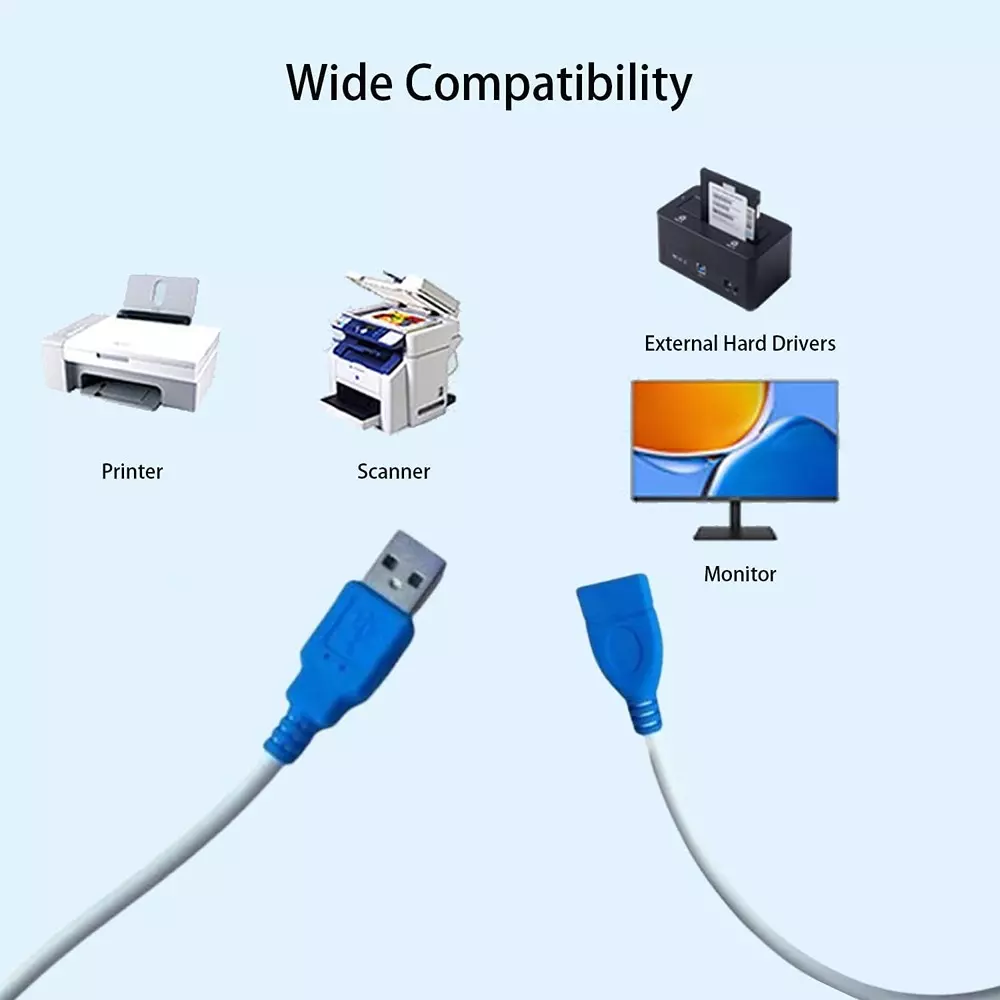 LOTA USB Printer Cable A Male to B Male High Speed PVC White & Blue 5 m, ‎MST-793-LT