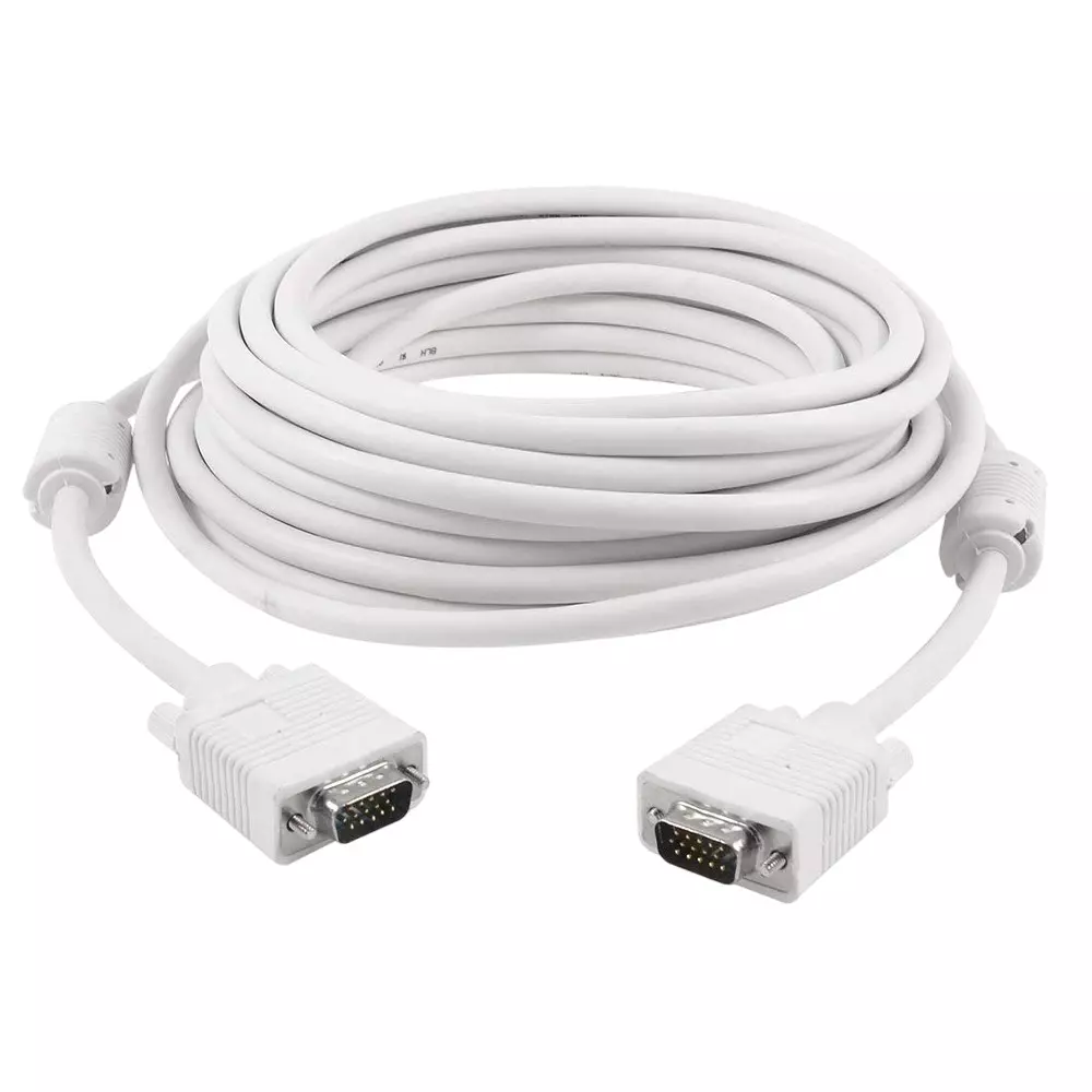 LOTA High-Quality VGA to VGA Cable Male to Male 15-Pin White 15 m, MST-1170-LT