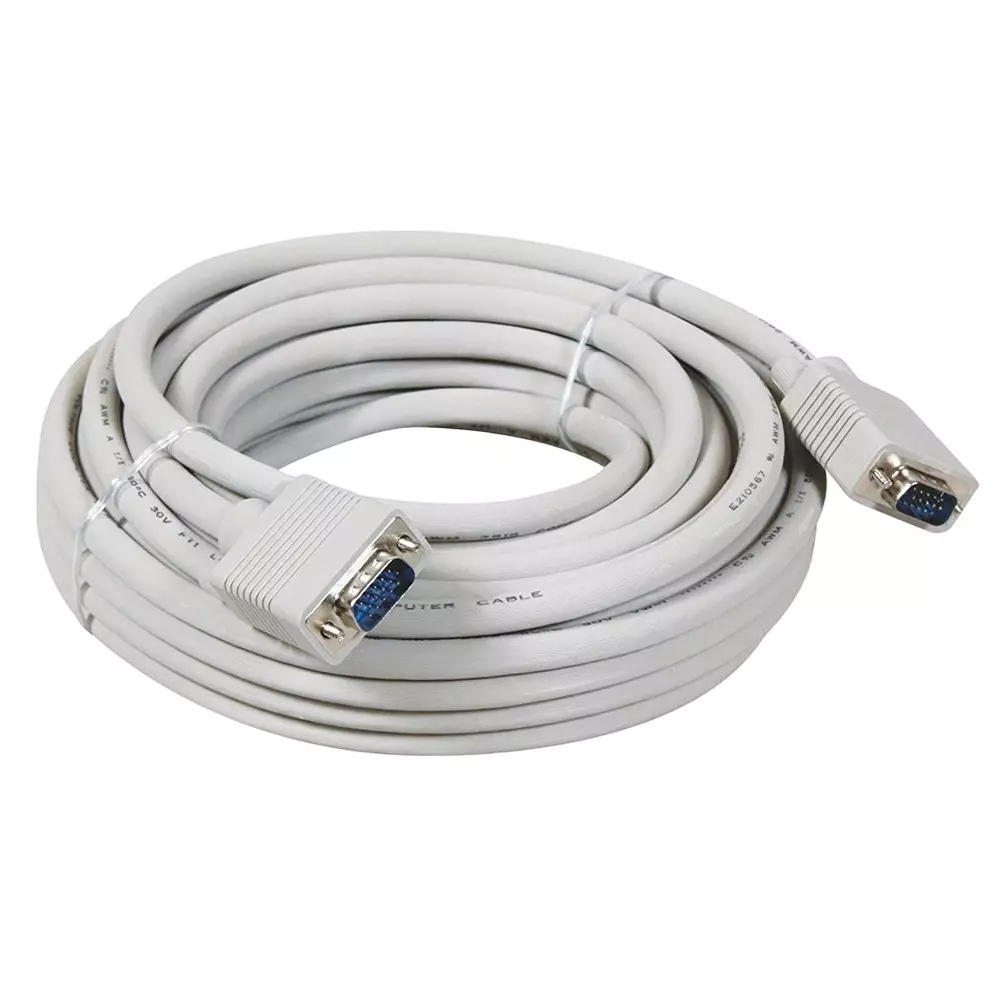 LOTA High-Quality VGA to VGA Cable Male to Male 15-Pin White 15 m, MST-1170-LT