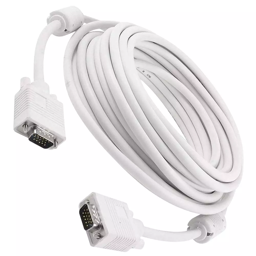 LOTA High-Quality VGA to VGA Cable Male to Male 15-Pin White 15 m, MST-1170-LT
