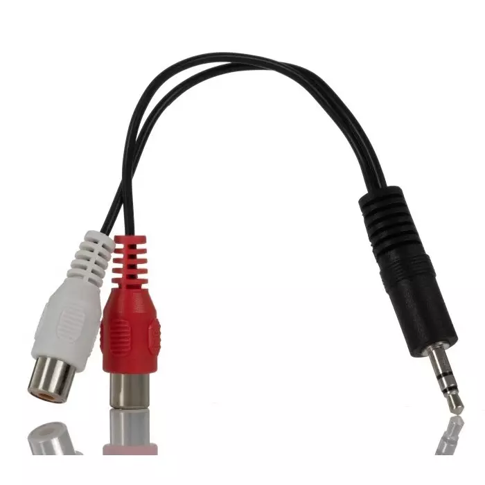 StarTech.com Male 3.5mm Stereo Jack to Female RCA x 2 Aux Cable Black 150mm, MUMFRCA