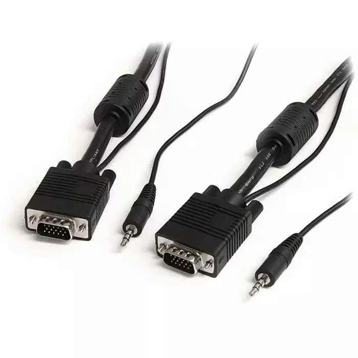 StarTech.com Male 3.5mm Stereo Jack & VGA to Male 3.5mm Stereo Jack & VGA Cable, 15m Black, MXTHQMM15MA