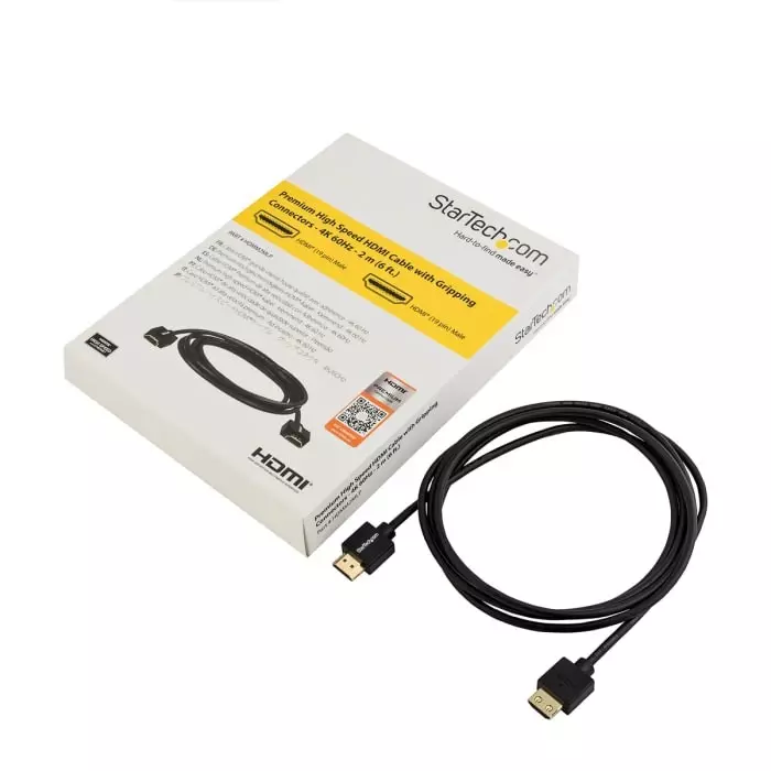 StarTech.com Male HDMI to Male HDMI Cable Premium High Speed 4K @ 60Hz 2 m, HDMM2MLP