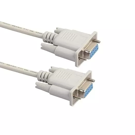 Mak World Serial RS232 Female to Female Null Modem Cable DB9 FTA Direct Connection 9 Pin 1.5 m White